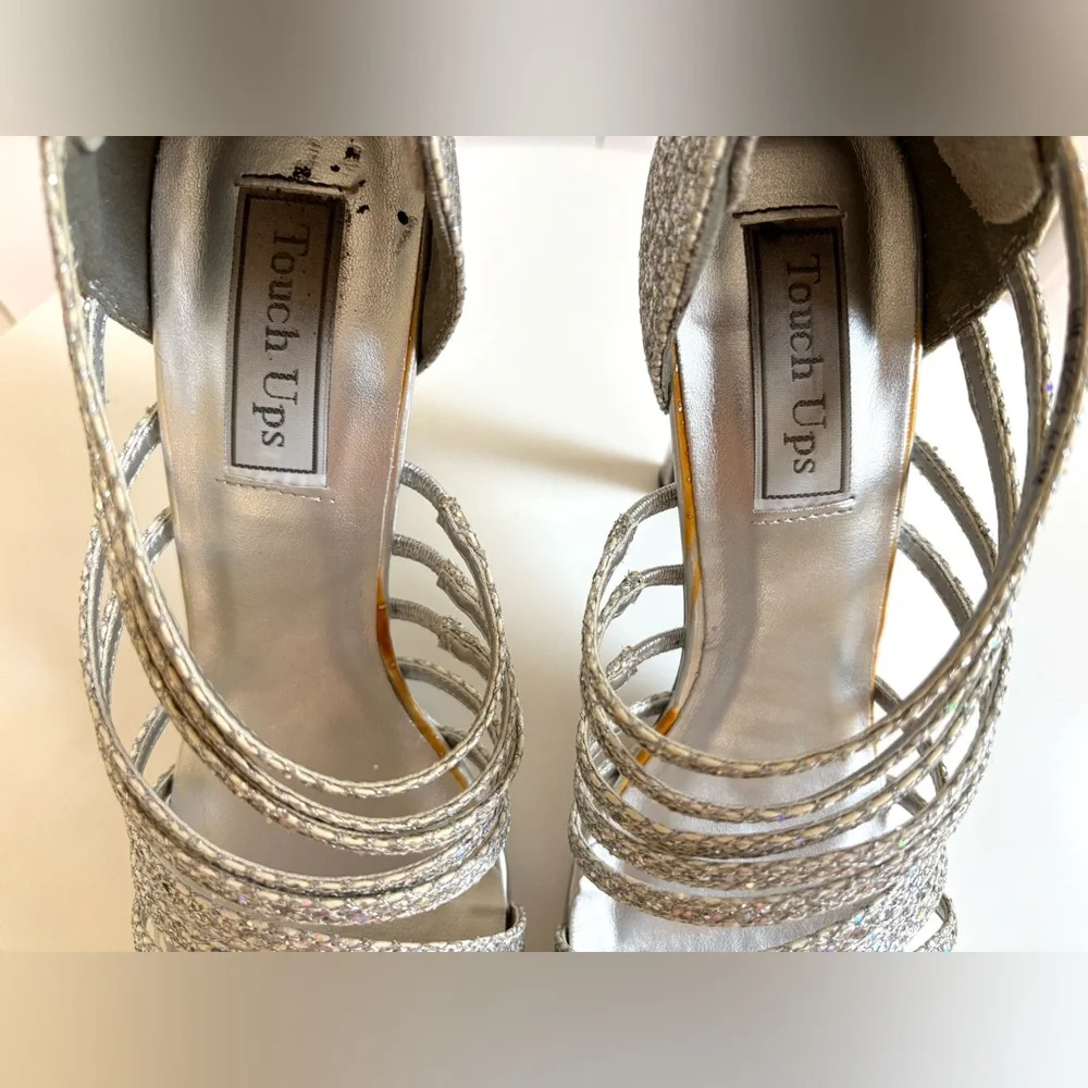 Touch Ups Carey Silver Sparkle Heels Size 8